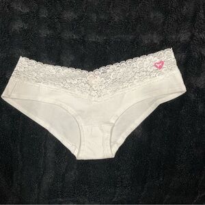 Rare Vintage PINK Victoria's Secret White Lace Hipster